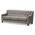 Baxton Studio Arcadia Grey Upholstered Button-Tufted Living Room 3-Seater Sofa 130-7094